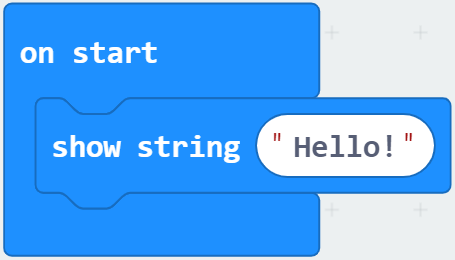 on start, display string